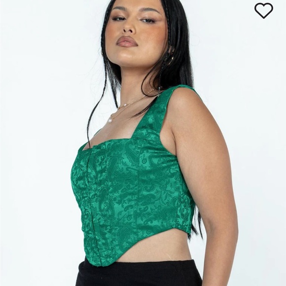 Princess Polly Daydreaming Corset Top Emerald Green Ladies US 2 - Picture 2 of 6